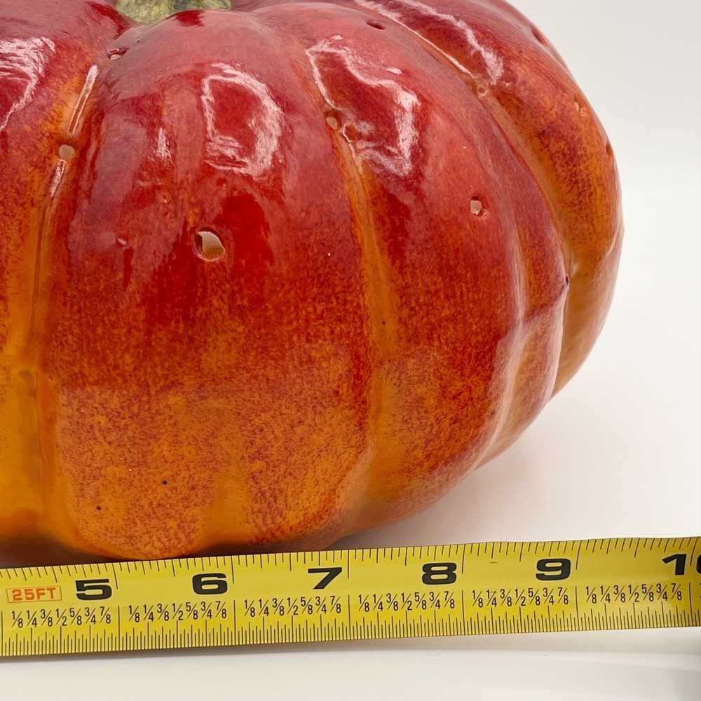 Large Red-Orange Glazed Foam Pumpkin Appetizer Skewer Holder Centerpiece 9"x7" - Picture 10 of 10